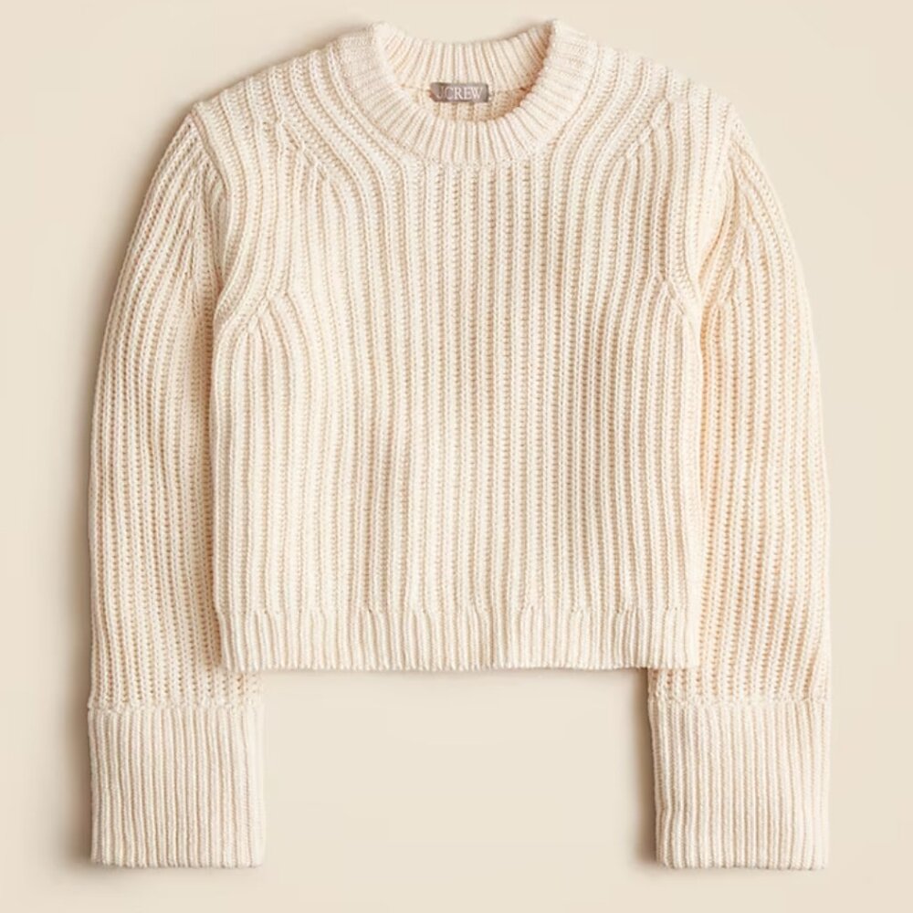 SOLD || J.Crew Heritage Cotton Fisherman Crewneck Sweater